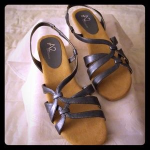 A2 by Aerosoles "Chew Niper" slingback cork wedges